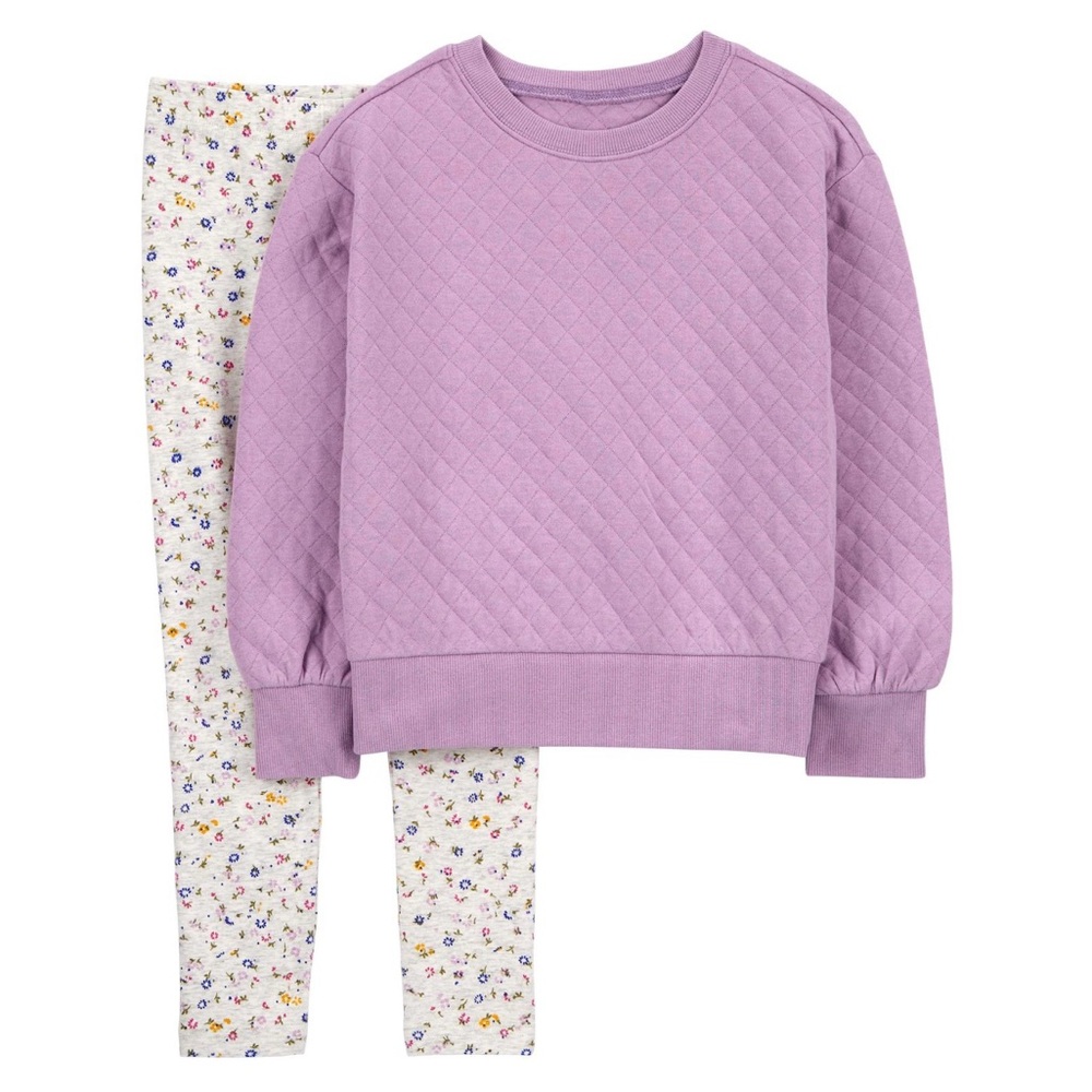 Carters Girls Quilted Top & Floral Leggings Set- size 7